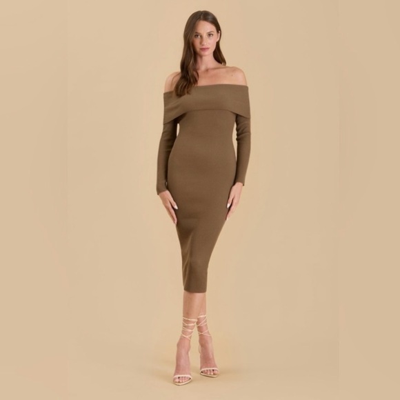 Dresses & Skirts - NWT Off the shoulder, fold over, knit dress